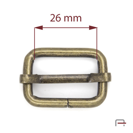 Slide Buckle 26 mm, wire 4 mm old brass 35012200