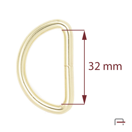 Półkółko 32mm, drut 4 mm złoto 35025500