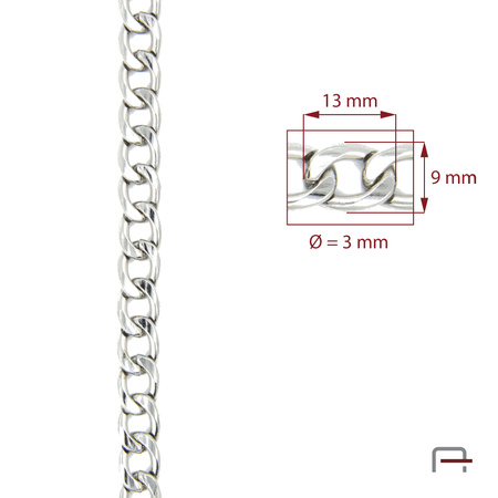 Steel chain 13x9x3 mm nickel 4115012