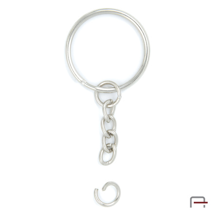 Key Ring 22 mm with chain nickel 43018100