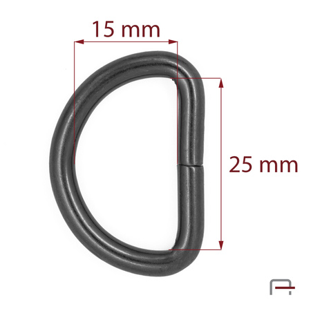 Półkółko 26 mm, drut 4 mm czarne 35023900