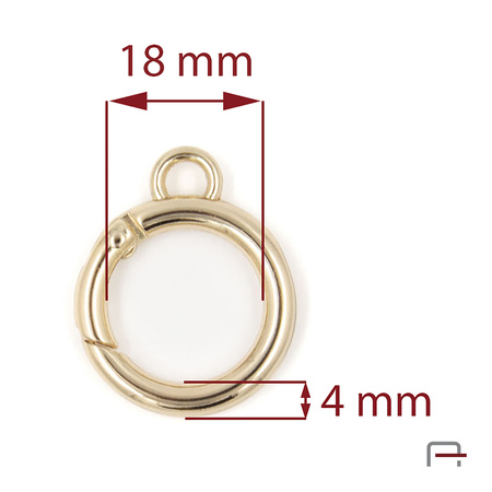 Kółko otwierane 18 mm z uchem złoto 3708453