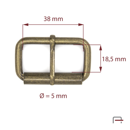 Saddlery buckle 38 mm, wire 5 mm 3510520