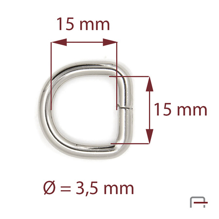 D-ring 15 mm, wire 3,5 mm 35106100