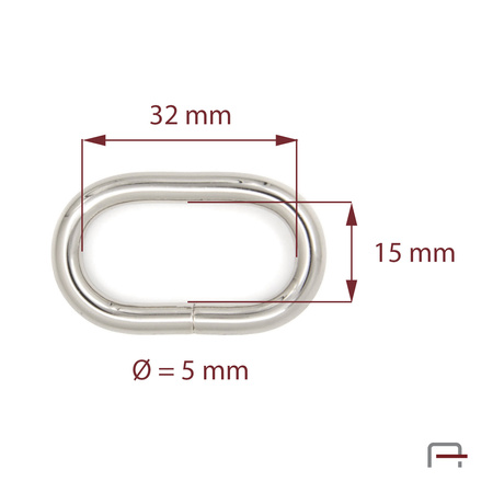 Owal 32 mm, drut 5 mm nikiel 35102100