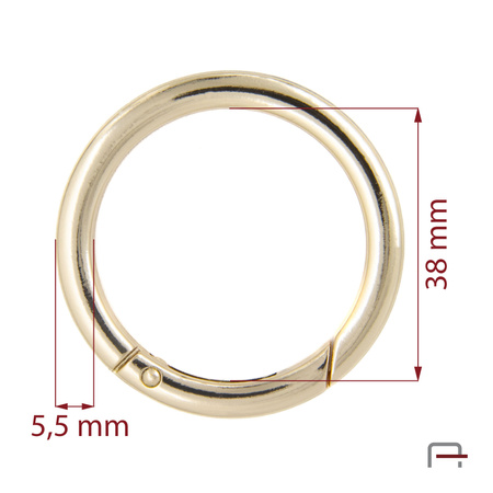 Metal Ring Carabiner 38 mm gold 3711550