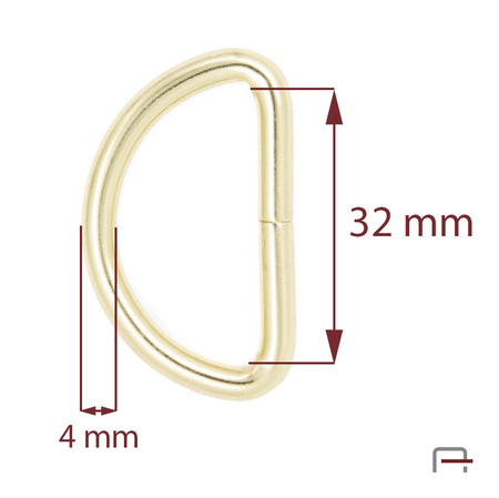 D-ring 32 mm, wire 4 mm gold 35025500
