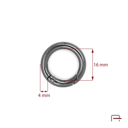 Kółko otwierane 16 mm czarne 3711390