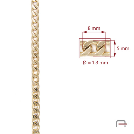 Steel chain 8x5x1,3 mm gold 4100850