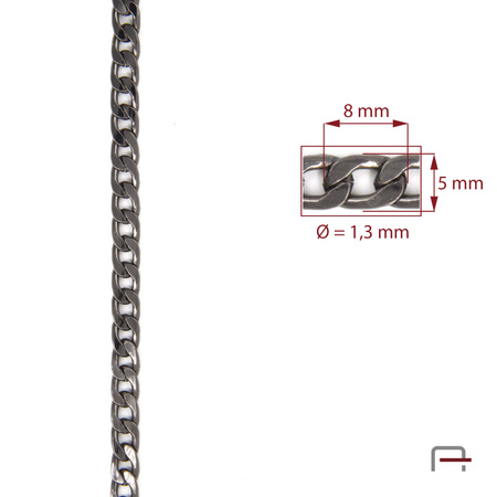 Steel chain 8x5x1,3 mm black nickel 4100890