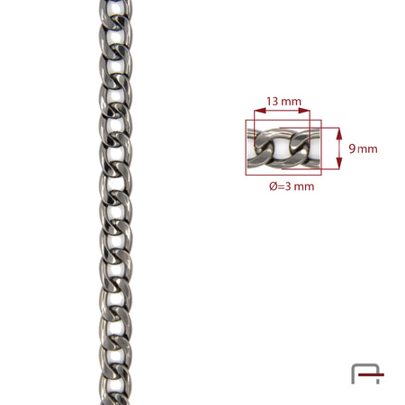 Steel chain 13x9x3 mm black nickel 4115090