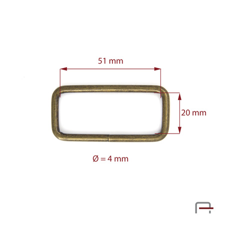 Ramka 51 mm, drut 4 mm stare złoto 35109200