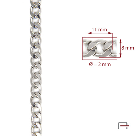 Steel chain 11x8x2 mm nickel 4101010