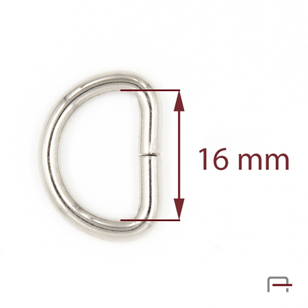 D-ring 16 mm, wire 3 mm nickel 35020100