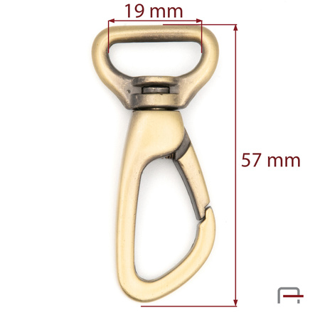 Snap Hook 19 mm satin old brass 3235621
