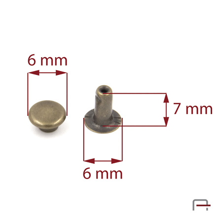 One-sided Rivet 6/6/7/20 old brass