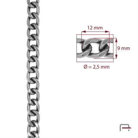 Steel chain 12x9x2,5 mm black nickel 4113890