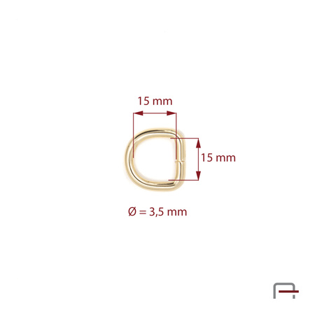 Półkółko 15 mm, drut 3,5 mm złoto 35106500