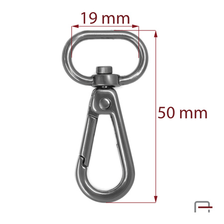 Karabińczyk 19 mm czarny 3235190
