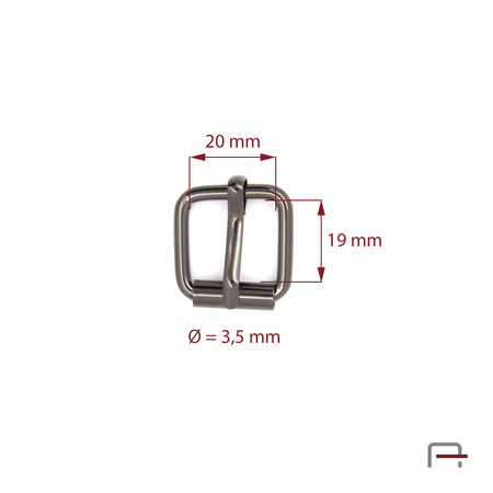 Klamerka rymarska 20 mm, drut 3,5 mm czarny 35104900