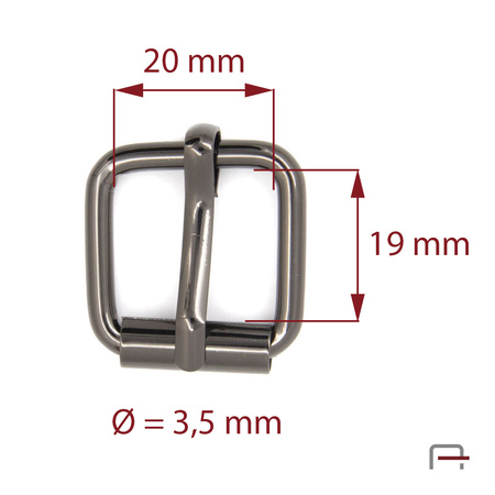 Klamerka rymarska 20 mm, drut 3,5 mm czarny 35104900
