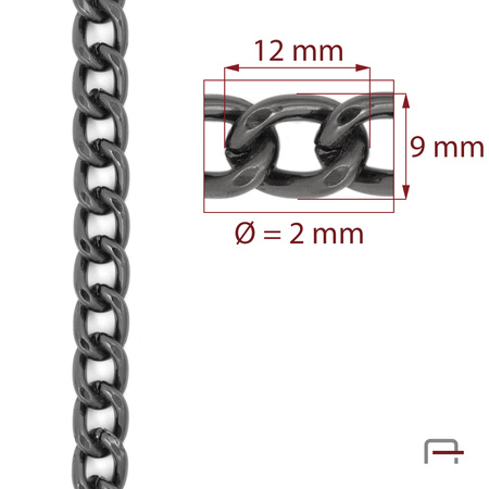 Steel Chain 12x9x2 mm black nickel 4113090