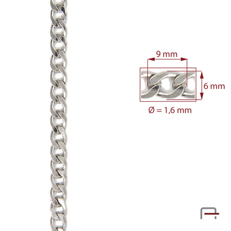 Steel chain 9x6x1,6 mm nickel 4100910