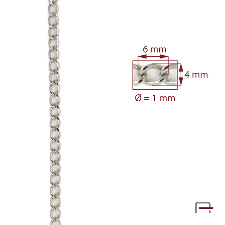 Steel chain 6x4x1 mm nickel 4100310