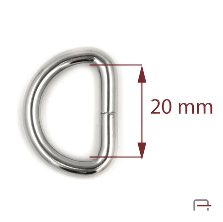 Półkółko 20 mm, drut 4 mm nikiel 35021100