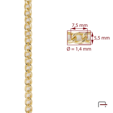 Steel chain 7,5x5,5x1,4 mm gold 4100250