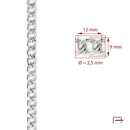 Steel chain 12x9x2,5 mm nickel 4114912