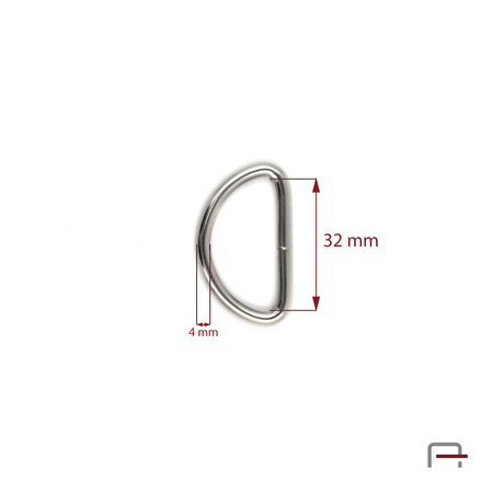 Półkółko 32mm, drut 4 mm nikiel 35025100