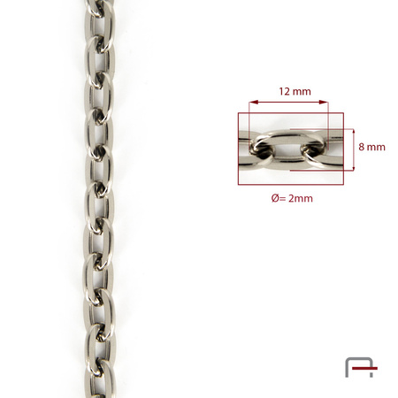 Steel Chain 12x8x2 mm nickel 4112612