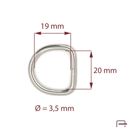 D-ring 20 mm, wire 3,5 mm 35107100