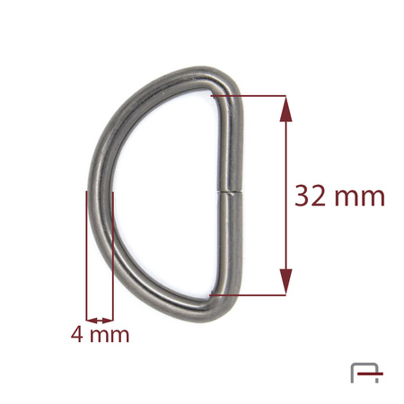 D-ring 32 mm, wire 4 mm black nickel 35025900
