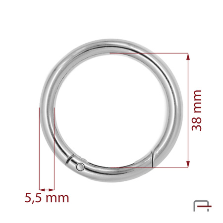 Metal Ring Carabiner 38 mm nickel 3711610