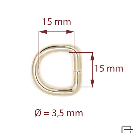 D-ring 15 mm, wire 3,5 mm 35106500