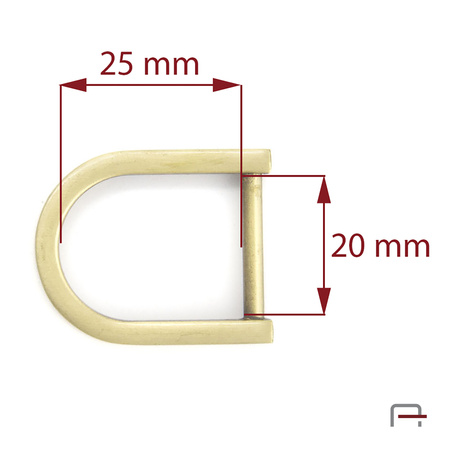 D-ring 20mm satin old brass 3606021