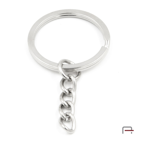 Flat Key Ring 21 mm with chain nickel 43046100