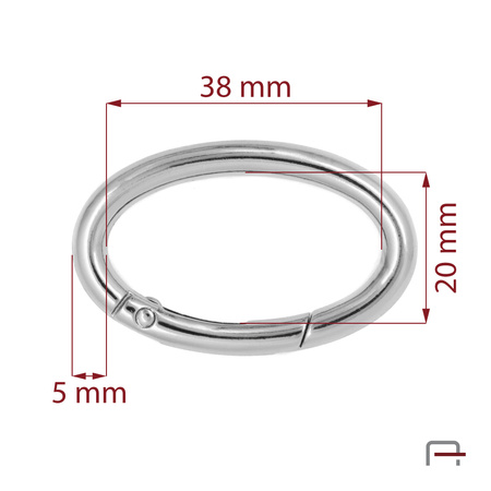 Owal otwierany 38 x 20 mm nikiel 3711810