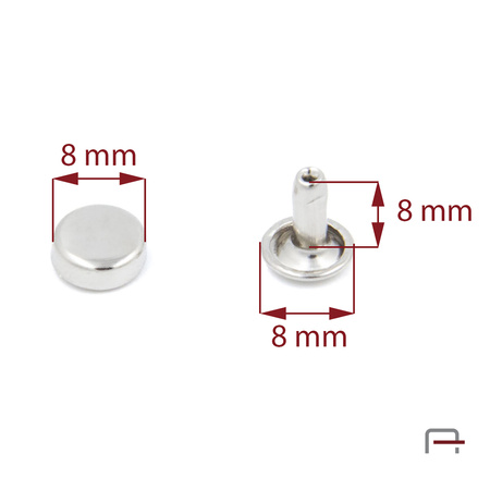 Nity ozdobne płaskie 8x8x8 nikiel 3903610