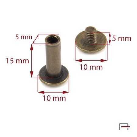 Screw 15 mm old brass 5201520
