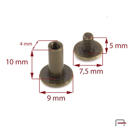 Screw 10 mm old brass 52010200