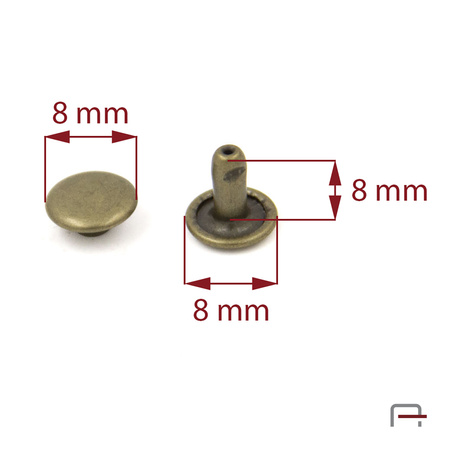 Two-sided Rivet L8/8/8/20 Old brass