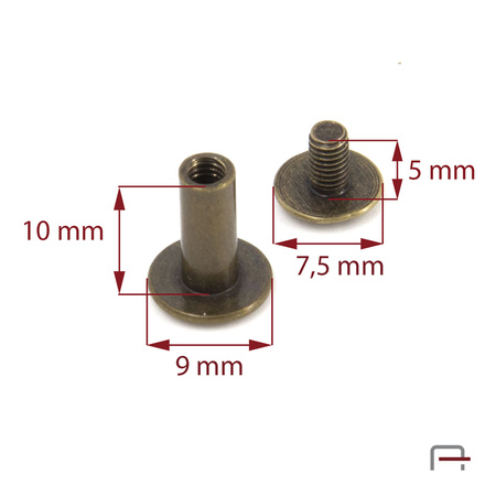 Screw 10 mm old brass 52010200