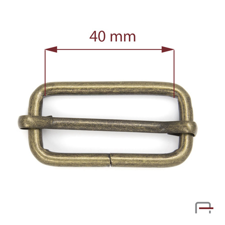 Slide Buckle 40 mm, wire 4 mm old brass 35014200