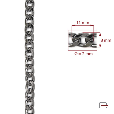 Steel chain 11x8x2 mm black nickel 4101090