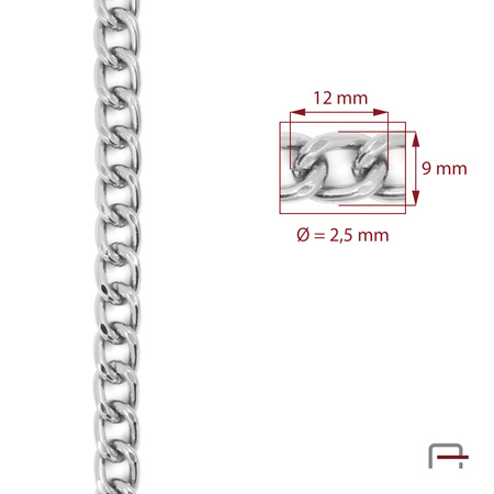 Steel chain 12x9x2,5 mm nickel 4113810