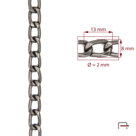 ŁAŃCUCH STALOWY 13x8x2 mm czarny 4101190