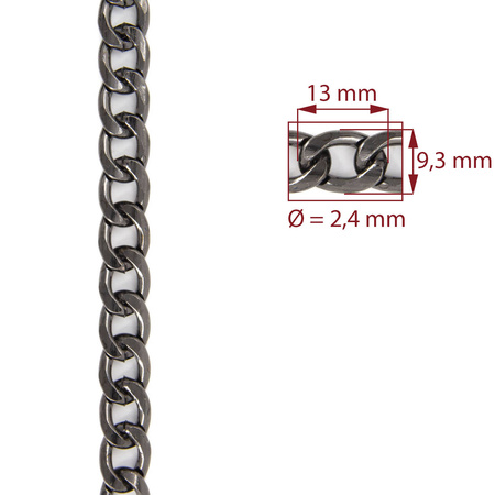 ŁAŃCUCH STALOWY 13x9,3x2,4 mm czarny 4100490
